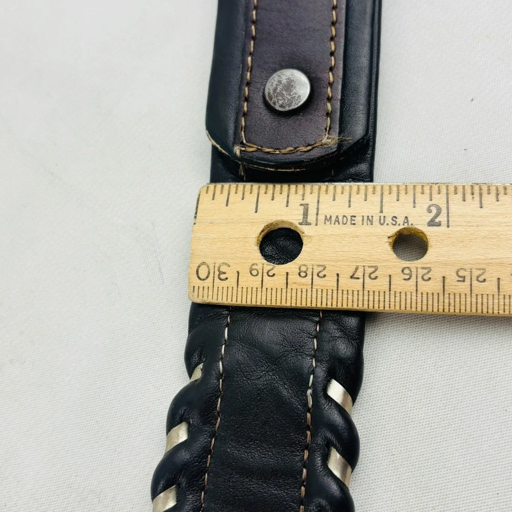Crumrine Floral Silver Nickel Buckle Simco Saddles‎ Brown Leather Belt Waist 30